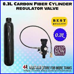 0.3L Carbon Fiber Cylinder PCP HPA Paintball Bottle and Charging Valve Regulator