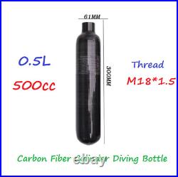 0.5L 500cc 4500PSI 30MPA Carbon Fiber Cylinder Diving Steel Bottle Tank M181.5