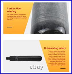 0.7L 700cc Carbon Fiber Cylinder HPA Air Bottle Scuba Diving Tank 4500PSI 300BAR
