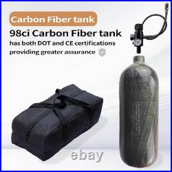 1.6L/98ci Carbon Fiber Paintball HPA Air Tank, 4500psi PCP Air System Dual Gauge