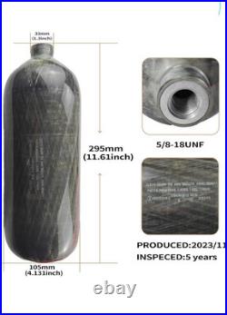 1.6L/98ci Carbon Fiber Paintball HPA Air Tank, 4500psi PCP Air System Dual Gauge