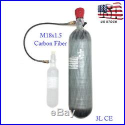 3L 4500Psi 30Mpa Carbon Fiber Cylinder Bottle Air Tank For PCP Paintball SCUBA