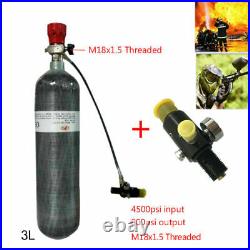 3L Carbon Fiber Gas Cylinder 4500psi HPA Air Tank Regulator With Gauge Hose PCP