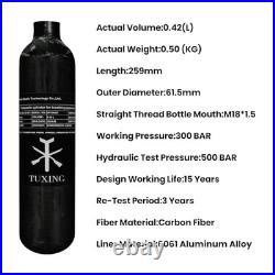 4500 PSI PCP Air Tank 0.42L Carbon Fiber HPA Cylinder for Paintball & Air Rifles