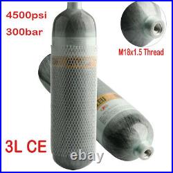 4500PSI 300Bar 3L Carbon Fiber Tank PCP Air Tank Scuba Cylinder Paintball Tank