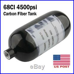 4500PSI 68CI Carbon Fiber HPA Air Tank Paintball 5/8-18UNF 300Bar Pressure Black