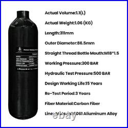 4500Psi Carbon Fiber Air Tank 1.1L 67Cu in 1100cc Pcp HPA Bottle, Gas Cylinder