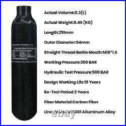 4500Psi Pcp Air Tank 0.3L 18Cu in 300cc Carbon Fiber HPA Tank, Gas Cylinder, Pa
