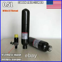 4500psi 0.5L Carbon Fiber Air Tank PCP Gas Cylinder + Regulator with Gauge US