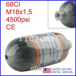 4500psi High Pressure 68CI Silver Air Tank Cylinder Carbon Fiber Paintball SCUBA