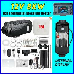 8KW 12V Diesel Air Heater 15L Tank+LCD Thermostat+T Pipe Kit For Truck MOTORHOME