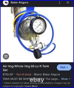 AirHog Carbon Fiber Whole Hog 88 Cu Ft Tank W Regulator Getta Grip Tank Handle