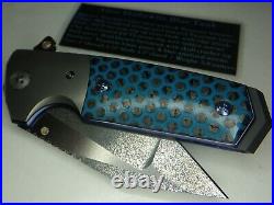 Allen Elishewitz Knives Custom Blue Carbon Fiber Tank Tanto Zirconium Knife