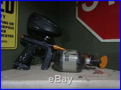 Black Axe Empire Paintball Fun with Dye rotor loader and carbon fiber air tank