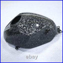 Black Forged Carbon Fiber Gas Fuel Tank Cover For Kawasaki Ninja 400 2018-2023