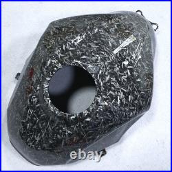 Black Forged Carbon Fiber Gas Fuel Tank Cover For Kawasaki Ninja 400 2018-2023