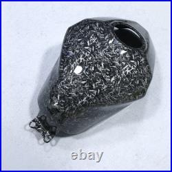 Black Forged Carbon Fiber Gas Fuel Tank Cover For Kawasaki Ninja 400 2018-2023