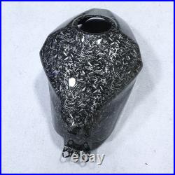 Black Forged Carbon Fiber Gas Fuel Tank Cover For Kawasaki Ninja 400 2018-2023
