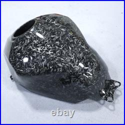 Black Forged Carbon Fiber Gas Fuel Tank Cover For Kawasaki Ninja 400 2018-2023