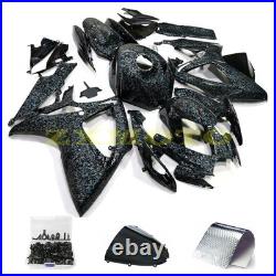 Blue Black Forged Carbon Fiber Fairing Kit+Tank Fit Suzuki GSXR600/750 2006 2007