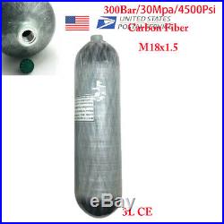 Carbon Fiber 3L CE 4500Psi Scuba Diving Bottle Air Tank Thread M18x1.5 US