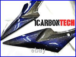 Carbon Fiber Blue Hybrid Lower Tank Panels 06-07-2006-2007 Suzuki Gsxr 600 750