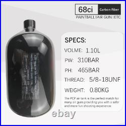 DOT 68/4500 Paintball Tank, 68ci Carbon Fiber Tank, 4500psi HPA PCP Tank, Paintb