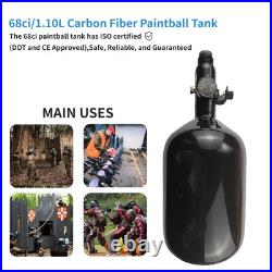 DOT 68ci Carbon Fiber Paintball Tank System, Black Carbon Fiber hpa Tank, Paint DOT 68ci Carbon Fiber Paintball Tank System, Black Carbon Fiber hpa Tank, Paint