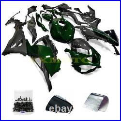 Green Black Carbon Fiber Fairing Kit+Tank+Bolt For Kawasaki Ninja ZX6R 2024 2025