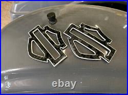 Harley CVO custom tank emblems badges 3.2 carbon fiber- w. White front outline