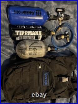 Ninja/Hk army/ tippmann tanks with regulators and bag