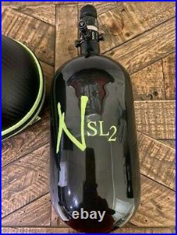 Ninja Paintball Sl2 Carbon Fiber Air Tank 77/4500 Pro, Black/green, Exalt Case