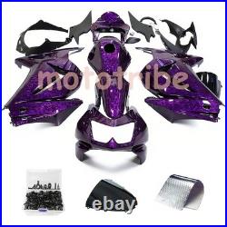 Purple Forged Carbon Fiber Fairing+Tank+Bolt For Kawasaki Ninja250R 2008-2012 US