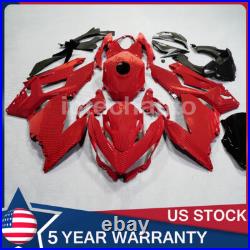 Red Carbon Fiber Paint Fairing Kit + Tank Cover For Kawasaki Ninja 400 2018-2023