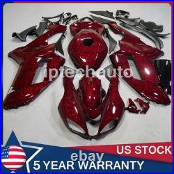 Red Forged Carbon Fiber Fairing Body Kit+Tank For Kawasaki Ninja ZX6R 2007-2008
