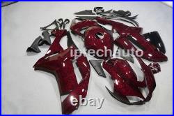 Red Forged Carbon Fiber Fairing Body Kit+Tank For Kawasaki Ninja ZX6R 2007-2008
