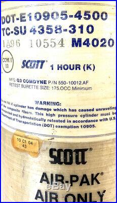 Scott 4500 PSI 60 Minute Carbon Fiber SCBA 60min Bottle Cylinder Tank W Valve