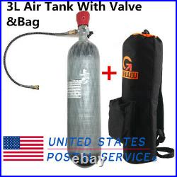 Scuba Diving 3L 4500Psi Carbon Fiber Air Tank CE Bottle With Valve&Bag For PCP