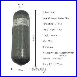 Scuba PCP Carbon Fiber Cylinder Air Tank 9L CE Cylinder Pressure 30Mpa 4500Psi