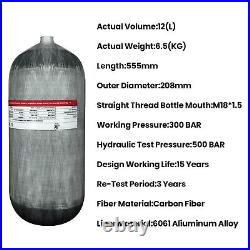 TUDIVING 4500Psi Pcp 12L Carbon Fiber Tank with Filling Regulator Valve