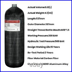 TUDIVING 4500Psi Pcp 6.8L 414Cu Carbon Fiber Tank with Filling Regulator Valve