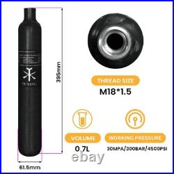 TUDIVING 4500Psi Pcp Air Tank 0.7L/42Cu in Carbon Fiber HPA Tank, Gas Cylinder