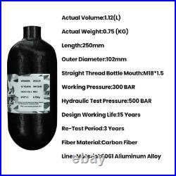TUXING 4500PSI PCP Air Tank 1.12L/68Ci Carbon Fiber HPA Cylinder Paintball Tank
