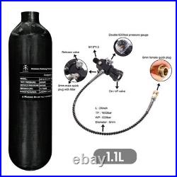TUXING 4500PSI PCP Air Tank 1.1L Carbon Fiber HPA Tank with Dual Gauge Regulator