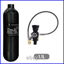 TUXING 4500PSI PCP Air Tank 1.1L Carbon Fiber HPA Tank with Dual Gauge Regulator