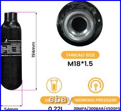 TUXING 4500Psi 13Cu in 220cc 0.22L Carbon Fiber Gas Cylinder, 0.22L, Black