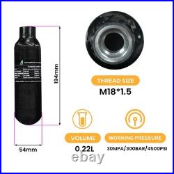 TUXING 4500Psi 13Cu in 220cc 0.22L Carbon Fiber Gas Cylinder, HPA Tank, Paint