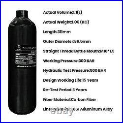 TUXING 4500Psi Carbon Fiber Air Tank 1.1L 67Cu in 1100cc Pcp HPA Bottle, Gas C