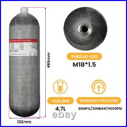 TUXING 4500Psi Carbon Fiber Tank 4.7L Pcp Paintball Tank Diving Tank with Valve