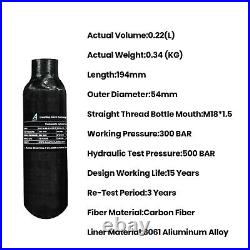 TUXING 4500Psi Pcp 0.22L 13Cu in 220cc Carbon Fiber Tank with Valve for Air Gun